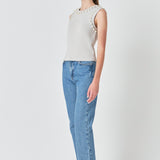 Pearl Detail Knit Tank Top