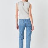 Pearl Detail Knit Tank Top