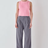 Pearl Detail Knit Tank Top