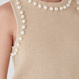Pearl Detail Knit Tank Top