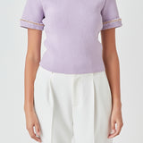 Chain Trim Knit Short Sleeve Top