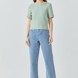 Chain Trim Knit Short Sleeve Top