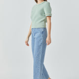 Chain Trim Knit Short Sleeve Top
