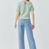 Chain Trim Knit Short Sleeve Top