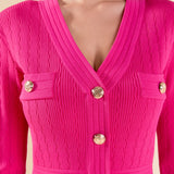 V-neck Long Sleeve Knit Mini Dress