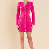 V-neck Long Sleeve Knit Mini Dress