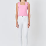 Pearl Trim Knit Tank Top