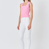 Pearl Trim Knit Tank Top