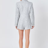 Premium Sequins Tweed Romper