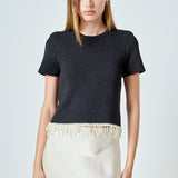 Premium Pearl Trim Knit Top