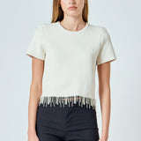 Premium Pearl Trim Knit Top
