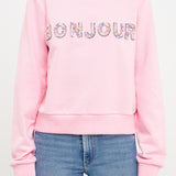 Bonjour Lettering Beads Sweatshirt