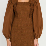 Smocking Detail Mini Dress