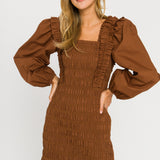 Smocking Detail Mini Dress