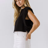 Drop Shoulder Cropped Top