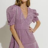 Texture V-neck Mini Dress
