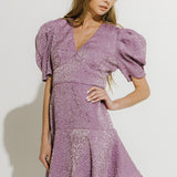 Texture V-neck Mini Dress