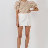 Floral Jacquard Puff Sleeve Top