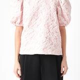 Floral Jacquard Puff Sleeve Top