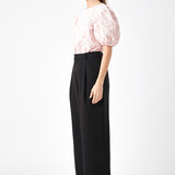 Floral Jacquard Puff Sleeve Top