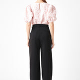 Floral Jacquard Puff Sleeve Top