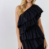 One-Shoulder Ruffled Mini Dress