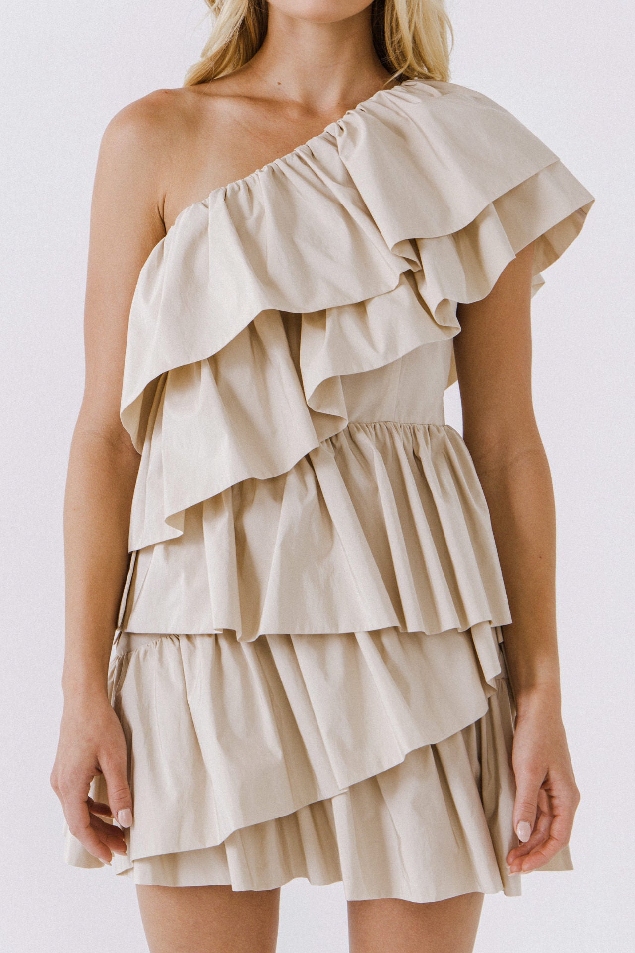 One-Shoulder Ruffled Mini Dress