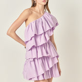 One-Shoulder Ruffled Mini Dress