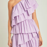One-Shoulder Ruffled Mini Dress - Final Sale