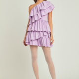 One-Shoulder Ruffled Mini Dress - Final Sale