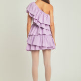 One-Shoulder Ruffled Mini Dress - Final Sale