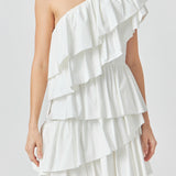 One-Shoulder Ruffled Mini Dress