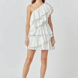 One-Shoulder Ruffled Mini Dress
