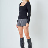 Scallop Detail Long Sleeve Sweater
