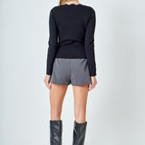 Scallop Detail Long Sleeve Sweater