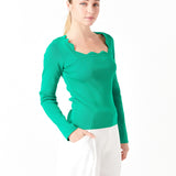 Scallop Detail Long Sleeve Sweater