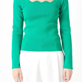 Scallop Detail Long Sleeve Sweater
