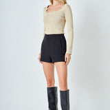 Scallop Detail Long Sleeve Sweater