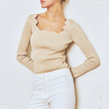 Scallop Detail Long Sleeve Sweater