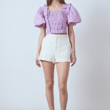 Smocked Puff Sleeve Top