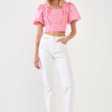 Smocked Puff Sleeve Top