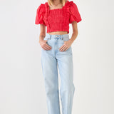Smocked Puff Sleeve Top