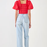 Smocked Puff Sleeve Top