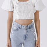 Smocked Puff Sleeve Top
