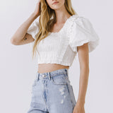 Smocked Puff Sleeve Top