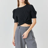 Twist Detail Cropped Knit Top