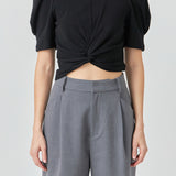 Twist Detail Cropped Knit Top
