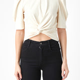 Twist Detail Cropped Knit Top