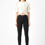Twist Detail Cropped Knit Top