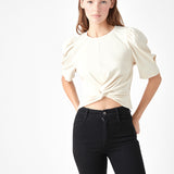 Twist Detail Cropped Knit Top